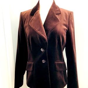 ELLEN TRACY chocolate brown velvet blazer